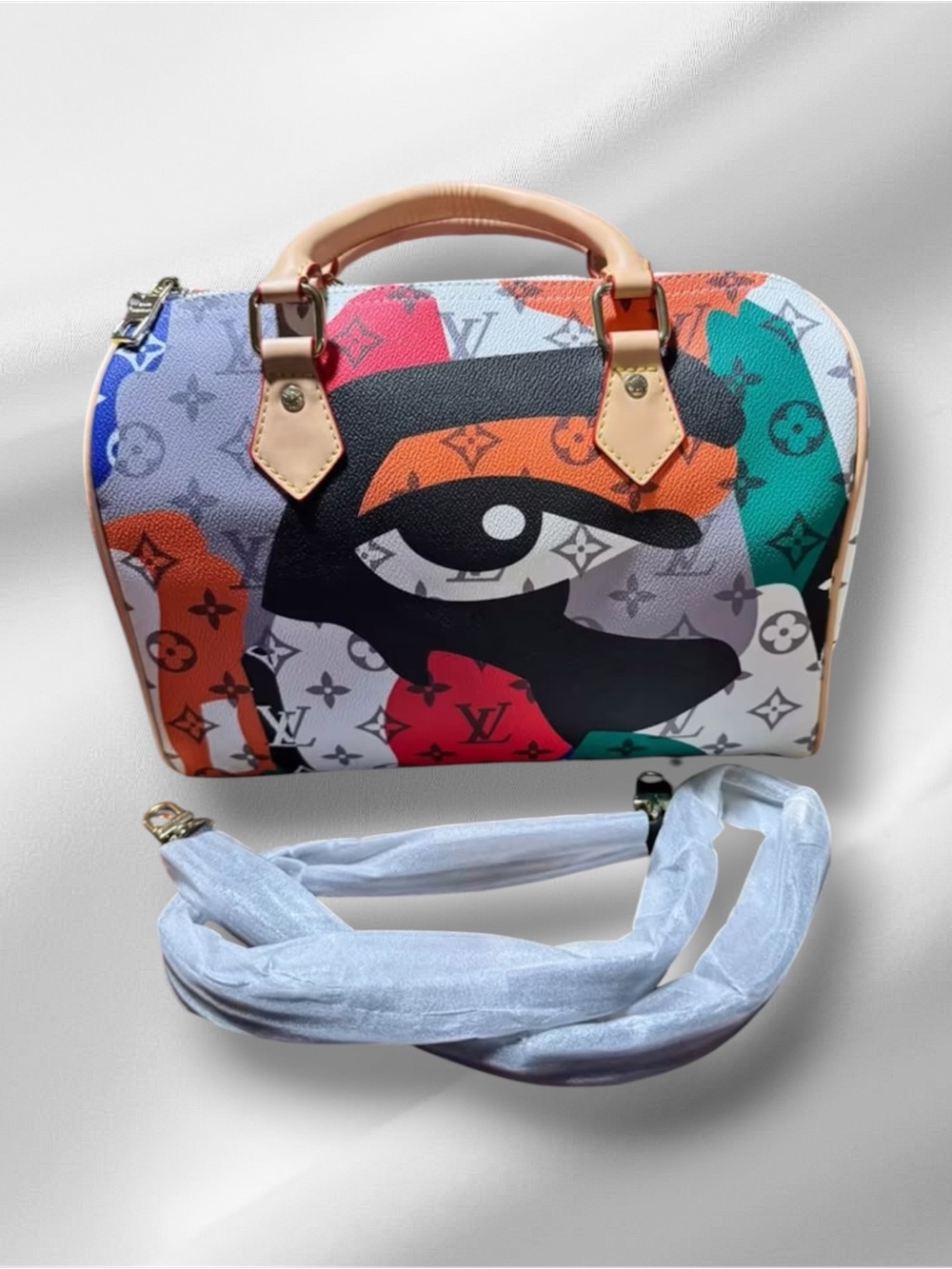 Luxury fashion colorful “Eye Catching” Patchwork satchel-NWOT